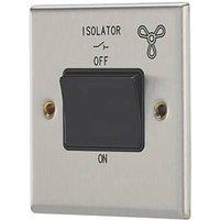 Contactum iConic 10AX 1-Gang 3-Pole Fan Isolator Switch Brushed Steel with Black Inserts (610RP)