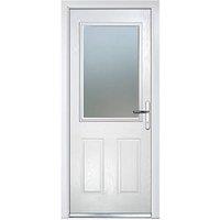 Crystal 2-Panel 1-Light Left or Right-Handed White Composite Front Door 2055mm x 920mm (612JM)