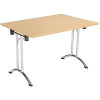 TC Group One Union Rectangular Folding Table Nova Oak/Chrome 1200mm x 700mm (612TT)