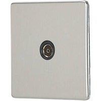 Contactum Lyric 1-Gang Isolated Female Coaxial TV Socket Brushed Steel with Black Inserts (613RP)