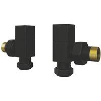 ETAL Swelt 15mm x 1/2" Satin Black Angled Designer Manual Radiator Valve Head & Body 2 Pack (613VV)