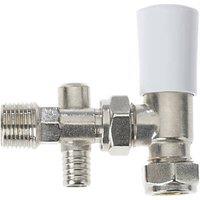 Drayton 15mm x 1/2" White Angled Lockshield Radiator Valve With Drain Off (6144R)