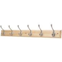 Essentials 6-Hook Rail Pine 685mm x 105mm (614TE)