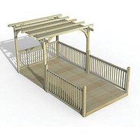 Forest Ultima 16' x 8' (Nominal) Flat Pergola & Decking Kit with 4 x Balustrades (4 Posts) & Canopy (615FL)