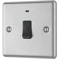 LAP 20A 1-Gang DP Control Switch Brushed Stainless Steel with Neon with Black Inserts (61644)