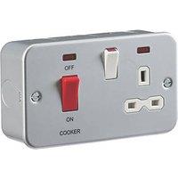 Knightsbridge 45A 2-Gang DP Metal Clad Cooker Switch & 13A DP Switched Socket with LED with White Inserts (616VF)
