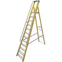 Lyte Fibreglass 3.16m 12 Step Platform Step Ladder With Handrail (617FG)