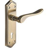Designer Levers Bewdley Fire Rated Lever Lock Door Handle Pair Antique Brass (617KK)