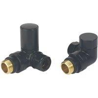 Towelrads 15mm x 1/2" Black Angled & L/S Designer Manual Radiator Valve & Lockshield 2 Pack (618RY)