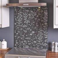 Laura Ashley Lisette Metallic Charcoal Kitchen Splashback 600mm x 750mm x 6mm (619JM)
