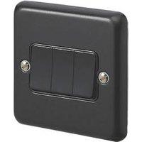MK Contoura 10A 3-Gang 2-Way Switch Black with Colour-Matched Inserts (620RG)