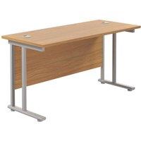 TC Group Aztec Twin Upright Rectangular Office Desk Nova Oak/Silver 1400mm x 600mm (622TT)