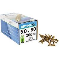 Optimaxx PZ Countersunk Wood Screws 5mm x 80mm 200 Pack (622TY)