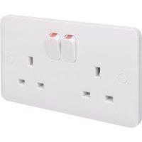 Schneider Electric Lisse 13A 2-Gang SP Switched Plug Socket White (6232J)