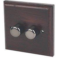 Varilight V-Pro 2-Gang 2-Way LED Dimmer Switch Dark Oak (6247H)