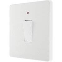 British General Evolve 20A 1-Gang DP Control Switch Pearlescent White with LED with White Inserts (625PY)