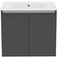 Newland Double Door Wall-Mounted Vanity Unit with Basin Matt Midnight Mist 600mm x 370mm x 540mm (625RN)