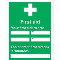 "First Aider" Notice Sign 200mm x 150mm (62873)