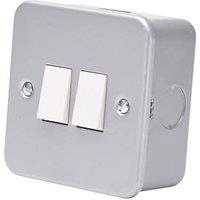 Essentials 10AX 2-Gang 2-Way Metal Clad Switch with White Inserts (62896)