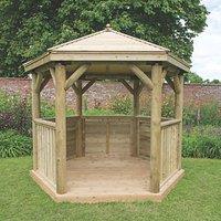 Forest HGG3MTTIN 10' x 9' (Nominal) Hexagonal Timber Gazebo with Base & Assembly (628JG)