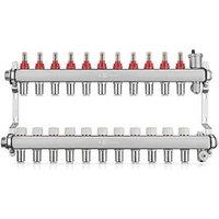 JG Underfloor 11 Port Heating Manifold Brushed Steel (629TY)