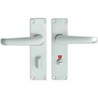 Union Swallow Bathroom Door Handle LH Pair Satin Aluminium (6304P)