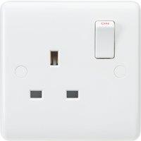 Knightsbridge Curved Edge 13A 1-Gang SP Switched Plug Socket White (631YA)