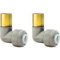 ETAL Brass Push-Fit Reducing 90 Anthracite Stem Elbow F 10mm x M 15mm 2 Pack (634YU)