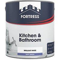 Fortress 2.5Ltr Brilliant White Soft Sheen Emulsion Kitchen & Bathroom Paint (637JM)