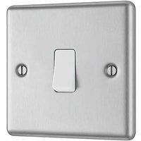 LAP 10AX 1-Gang 2-Way Light Switch Brushed Stainless Steel with White Inserts (63966)