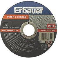 Erbauer Metal Cutting Discs 115mm (4 1/2") x 22.2mm 5 Pack (639PH)