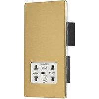 Contactum Lyric 2-Gang Dual Voltage Shaver Socket 115 - 230V Brushed Brass with White Inserts (639RP)