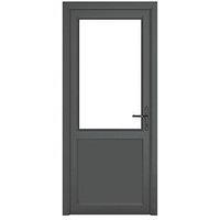 Crystal 1-Panel 1-Clear Light Left-Handed Anthracite Grey uPVC Back Door 2090mm x 890mm (640KF)