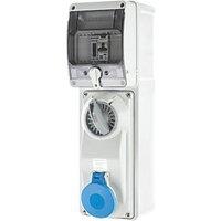 Lewden 16A 30mA 1-Way Metered Switched Caravan Hook Up Point 1x16A Compact With RCBO (641HN)