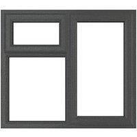 Crystal Right-Hand & Top Opening Clear Triple-Glazed Casement Anthracite on White uPVC Window 1190mm x 1190mm (641JN)