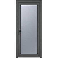 Crystal Fully Glazed 1-Obscure Light Right-Handed Anthracite Grey uPVC Back Door 2090mm x 840mm (641JP)