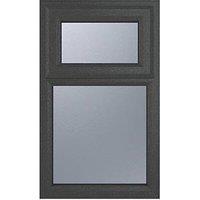 Crystal Top Opening Obscure Triple-Glazed Casement Anthracite on White uPVC Window 610mm x 820mm (643JM)