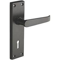 Designer Levers Victorian Fire Rated Long Straight Lever Lock Door Handle Pair Matt Black (643KK)