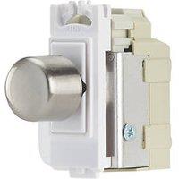 Contactum 2-Way LED Grid Dimmer Switch Brushed Steel with White Inserts (644RP)