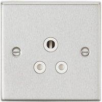 Knightsbridge 5A 1-Gang Unswitched Socket Brushed Chrome with White Inserts (645TY)