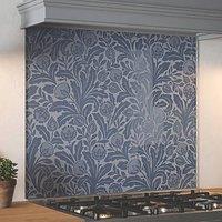 Country Living Acanthus Leaf Blue Kitchen Splashback 900mm x 750mm x 6mm (646JM)