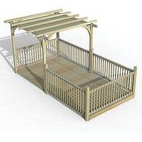 Forest Ultima 16' x 8' (Nominal) Flat Pergola & Decking Kit with 5 x Balustrades (4 Posts) & Canopy (647FL)