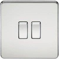 Knightsbridge 10AX 2-Gang 2-Way Light Switch Polished Chrome (647TX)