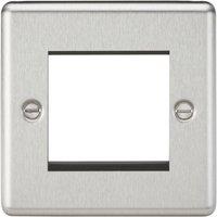 Knightsbridge Raised Rounded 2-Module Modular Faceplate Brushed Chrome (647YA)