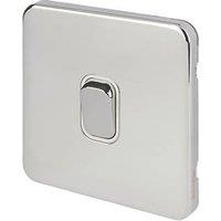 Schneider Electric Lisse Deco 10AX 1-Gang 2-Way Light Switch Polished Chrome with White Inserts (649FF)