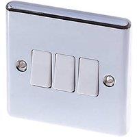 LAP 10AX 3-Gang 2-Way Light Switch Polished Chrome with White Inserts (65099)