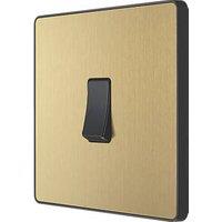 British General Evolve 20A 16AX 1-Gang 2-Way Light Switch Satin Brass with Black Inserts (652PY)