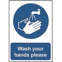 Essentials "Wash Your Hands Please" Sign 420mm x 297mm (653HL)