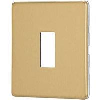 Contactum Lyric 1-Module Grid Faceplate Brushed Brass (653RR)