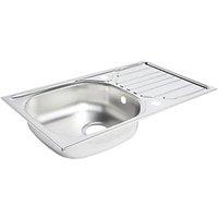 Essentials 1 Bowl Stainless Steel Kitchen Sink & Drainer 760mm x 430mm (6547K)